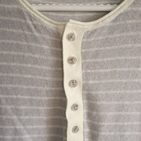 Gentle Fawn Women's Sz XS Purple Linen Striped Henley Short Sleeve T-Shirt Top - Picture 5 of 14